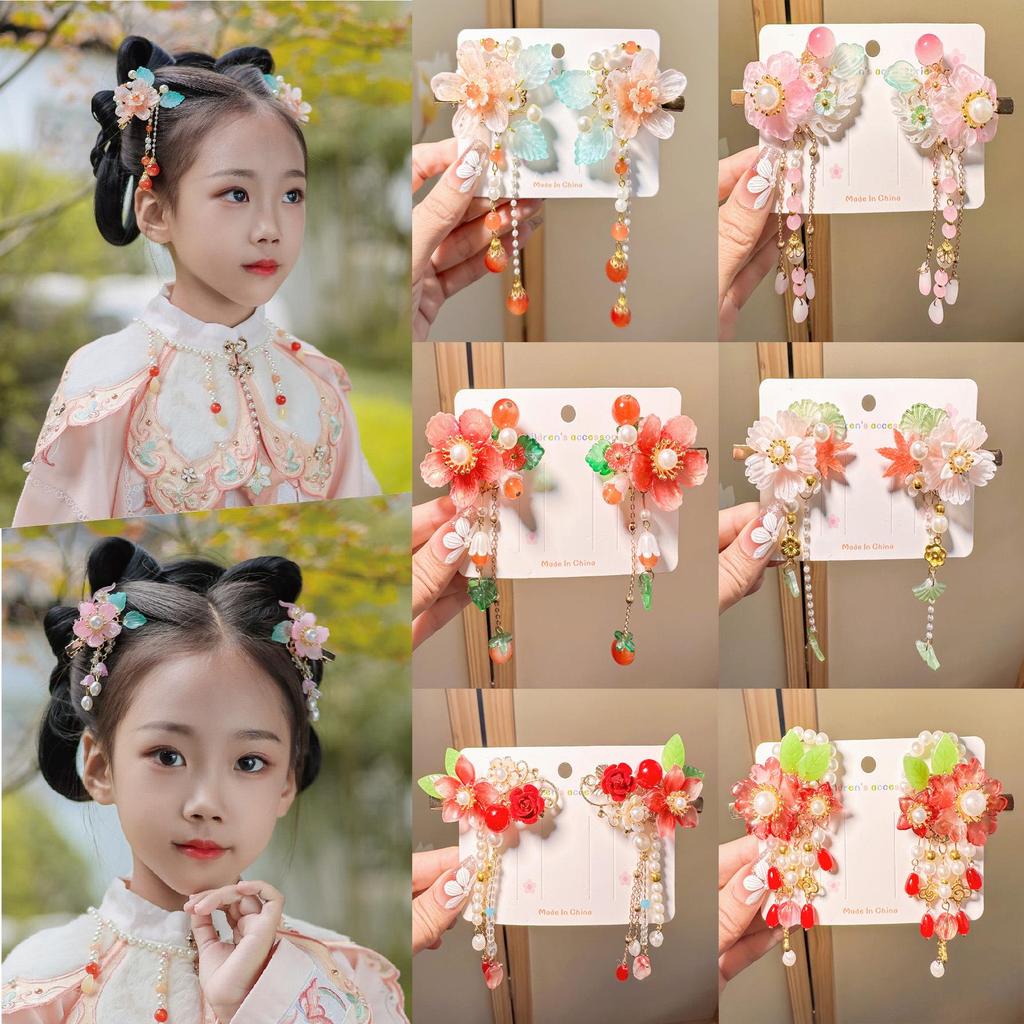 Kids' Classic Hanfu Hair Clip: Fairy Bow Tassel Hairpin for Girls