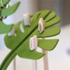 Bathroom Organizer with Monstera Design Self Adhesive Toothbrush Holder and Mirror Mounted for Accessories