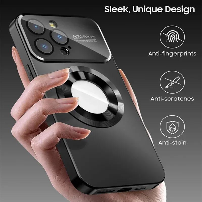 Luxury Glass Camera Lens Protection Case For iPhone 16 Pro Max 14 Plus 11 12 13 15 Pro Max 16E For Magesafe Magnetic Phone Cover