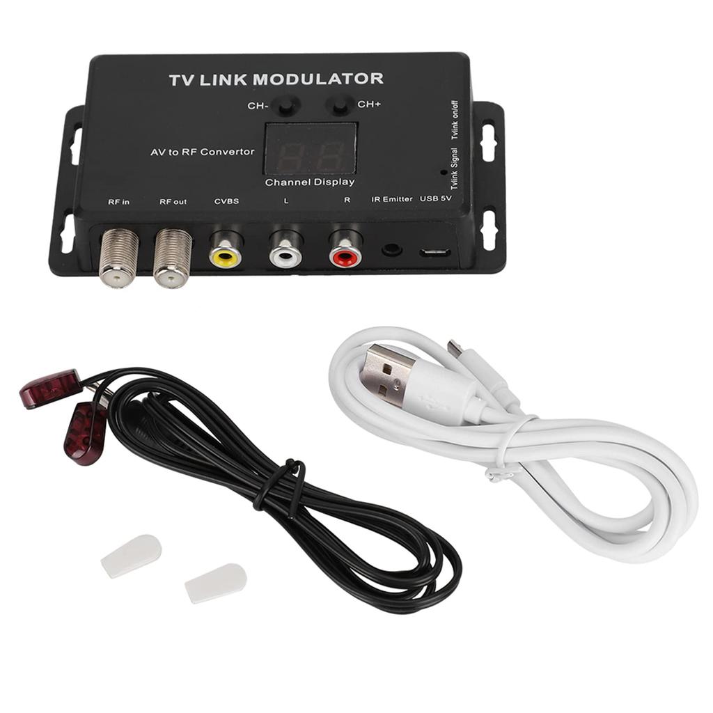 J-ouuo TM70 UHF TV LINK Modulator AV To RF Converter IR Extender (with Channel Display)