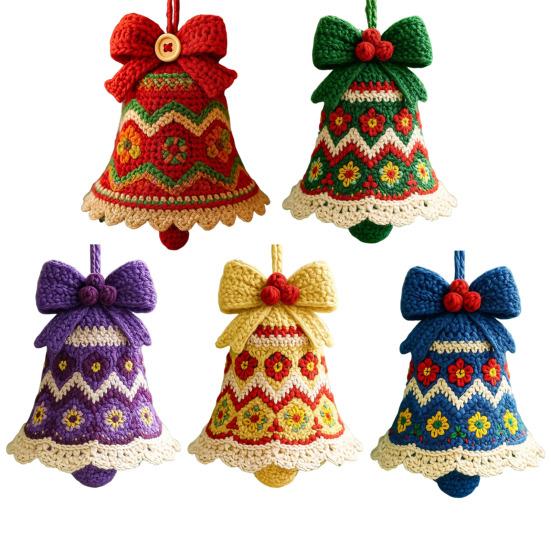 Handmade Christmas Bell Ornament DIY Knitted Santa Claus Bell Crochet