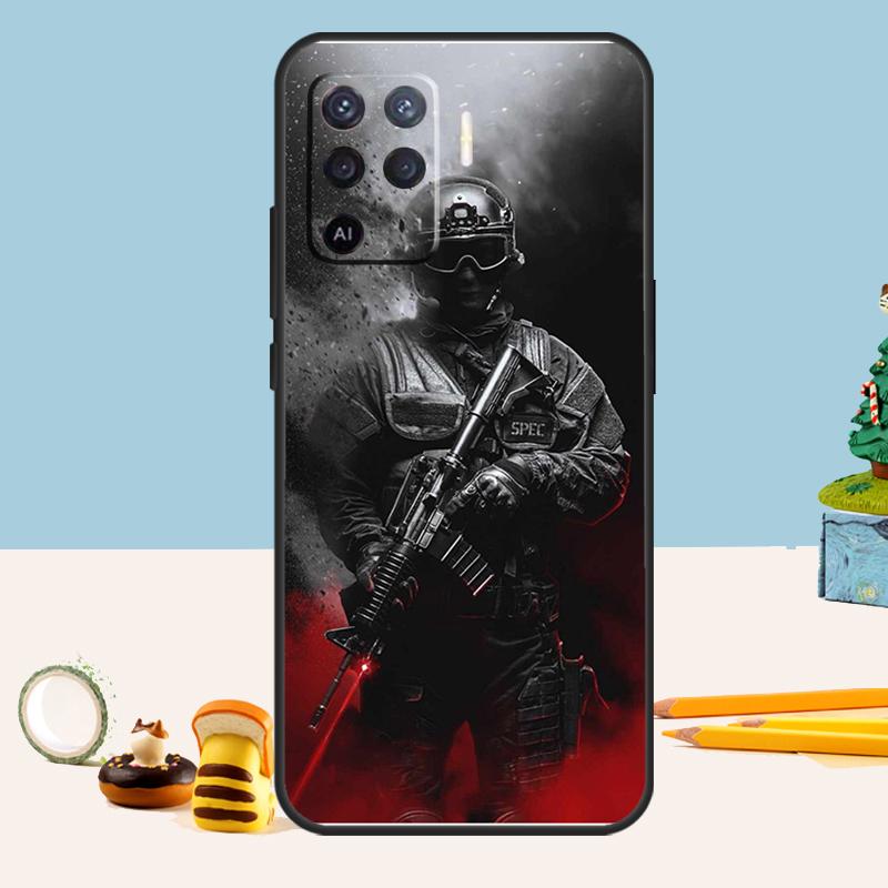 Army Soldier Special Forces Case For Oppo A5 A6 Pro A15 A16 A76 A96 A17 A57 A98 A58 A78 A18 A38 A54 A74 A94 A40 A60 A80