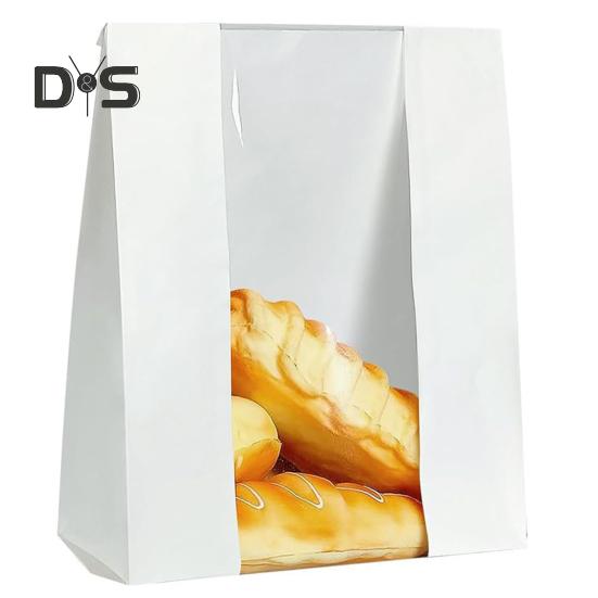 20 Sacchetti Di Carta Per Pane Con Finestra Trasparente - 22x28x11 Cm, Riutilizzabili