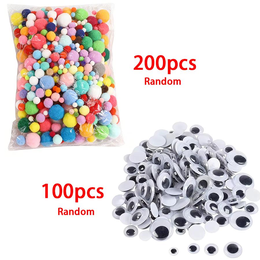 

300/500/800pcs Fluffy Pom Poms Set DIY Felt Craft Handmade Sewing Tool Home Decor for Doll Greeting Cards Hair Accessories XJM