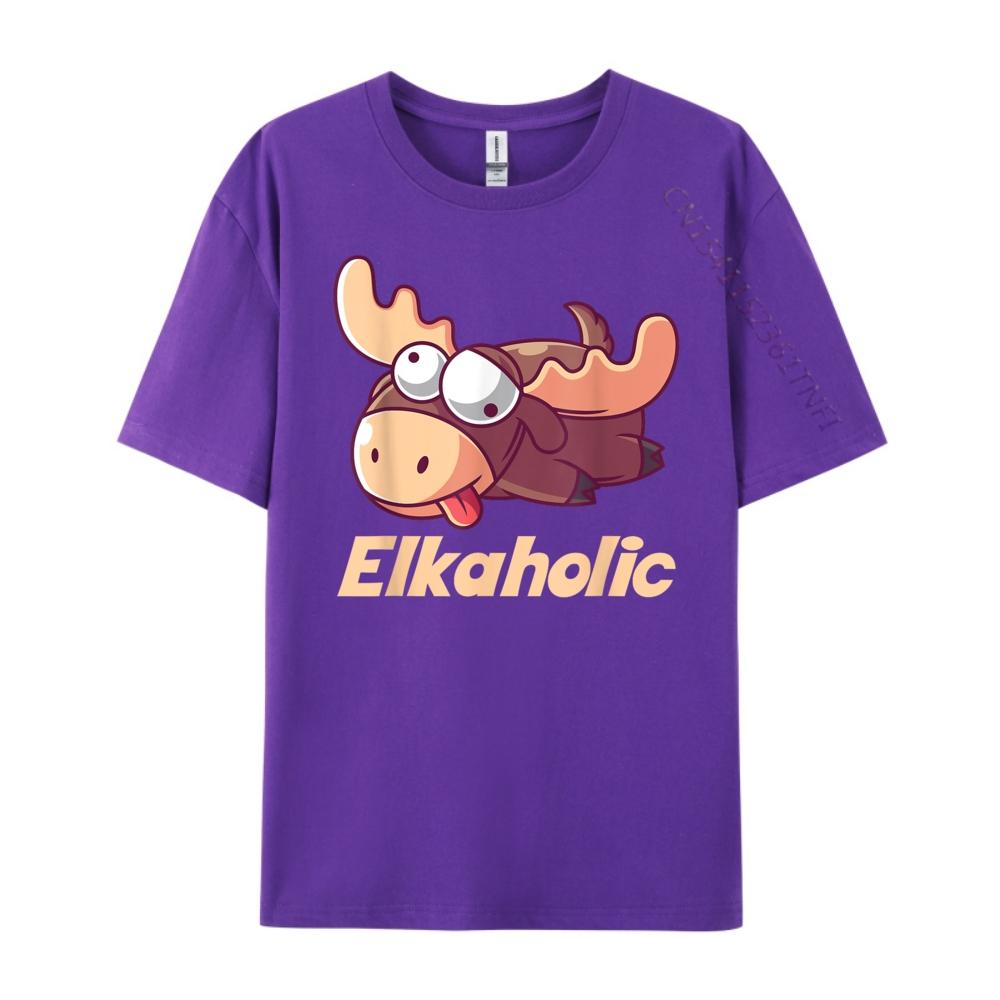 Elkaholic Alcoholic Shirt For Men Black Graphic T Shirts High Quality Mens TShirt