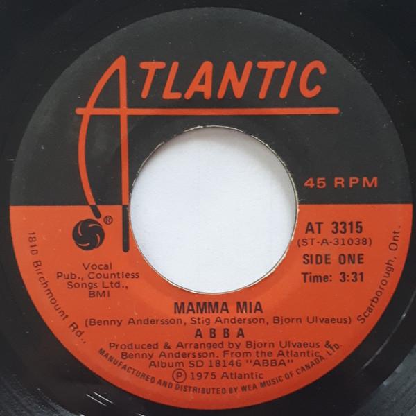 

7inch Record ABBA - Mamma Mia AT3315 Atlantic 1975 Canada Pop Used