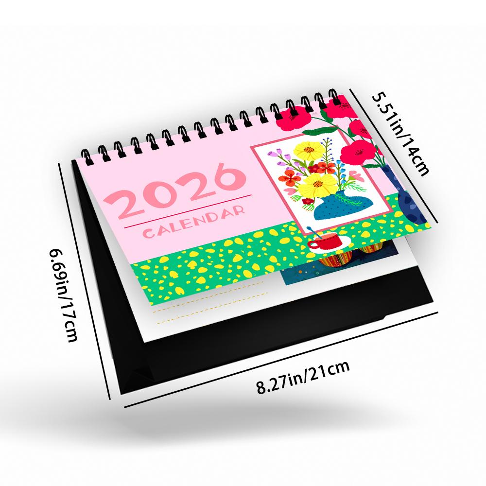 

1 шт. 2026 Художественный Абстрактный Цветочный Настольный Календарь, 12 Месяцев Месячный План, Настольный Календарь, Идеальный Подарок на Дни Рождения и Рождество