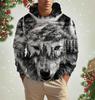 Men's Hooded Fashion Animal Wolf 3D Print Hoodies Top New Autumn Fashion Casual Long Sleeved Pullover Oversized Sweatshirts