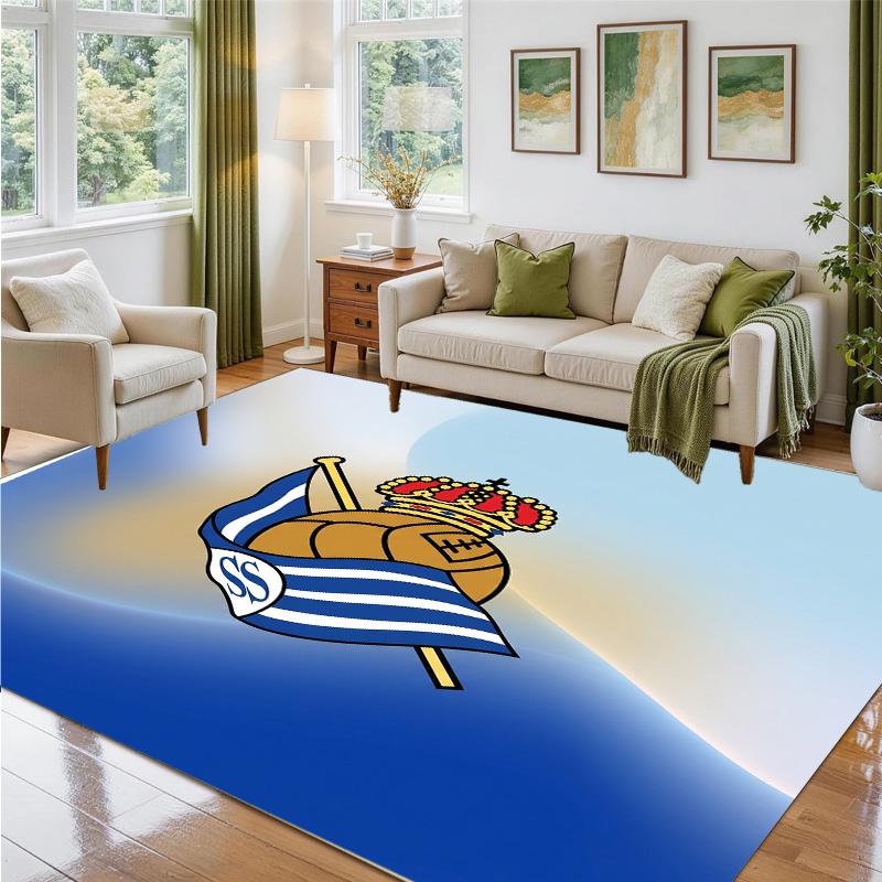 Real Sociedad FC Design Crystal Velvet Rug Soft Decorative Mat for Bedroom Entrance