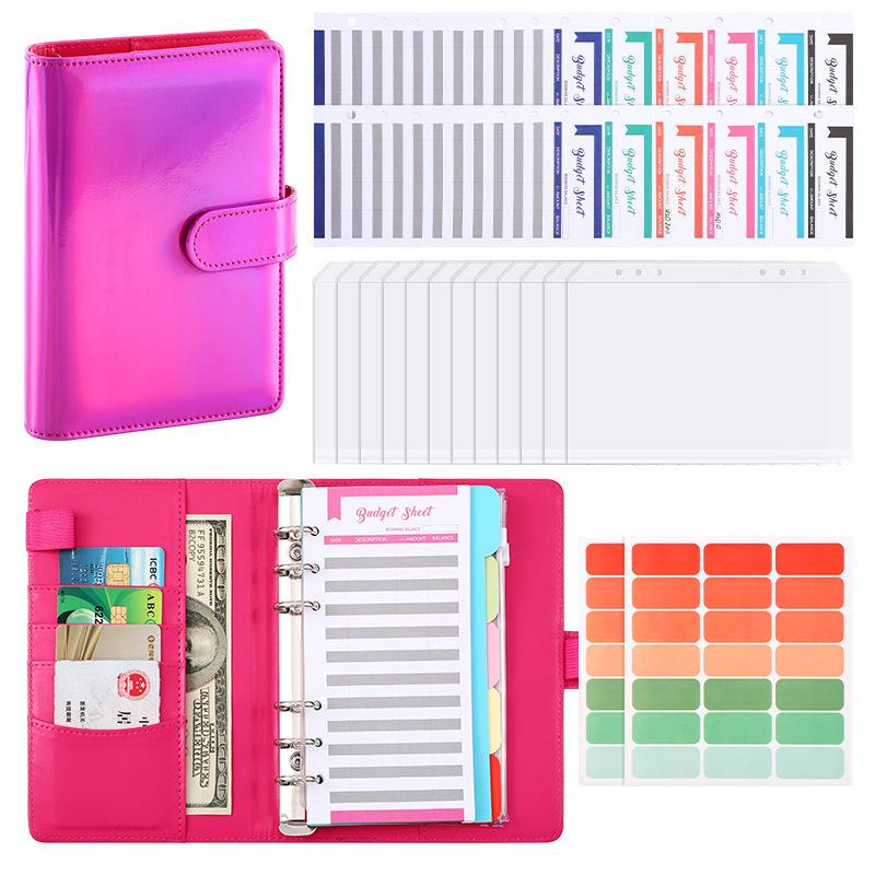 Colorful A6 PU Leather Macaron Budget & Account Book - Multi-functional Cash Diary & Storage Planner