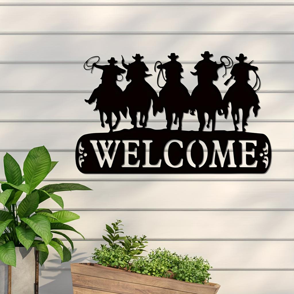 1pc Western Cowboy Horse Metal Wall Sign, Horseshoe Art for Horse Lover, Unique Gift Idea Halloween Christmas New Year
