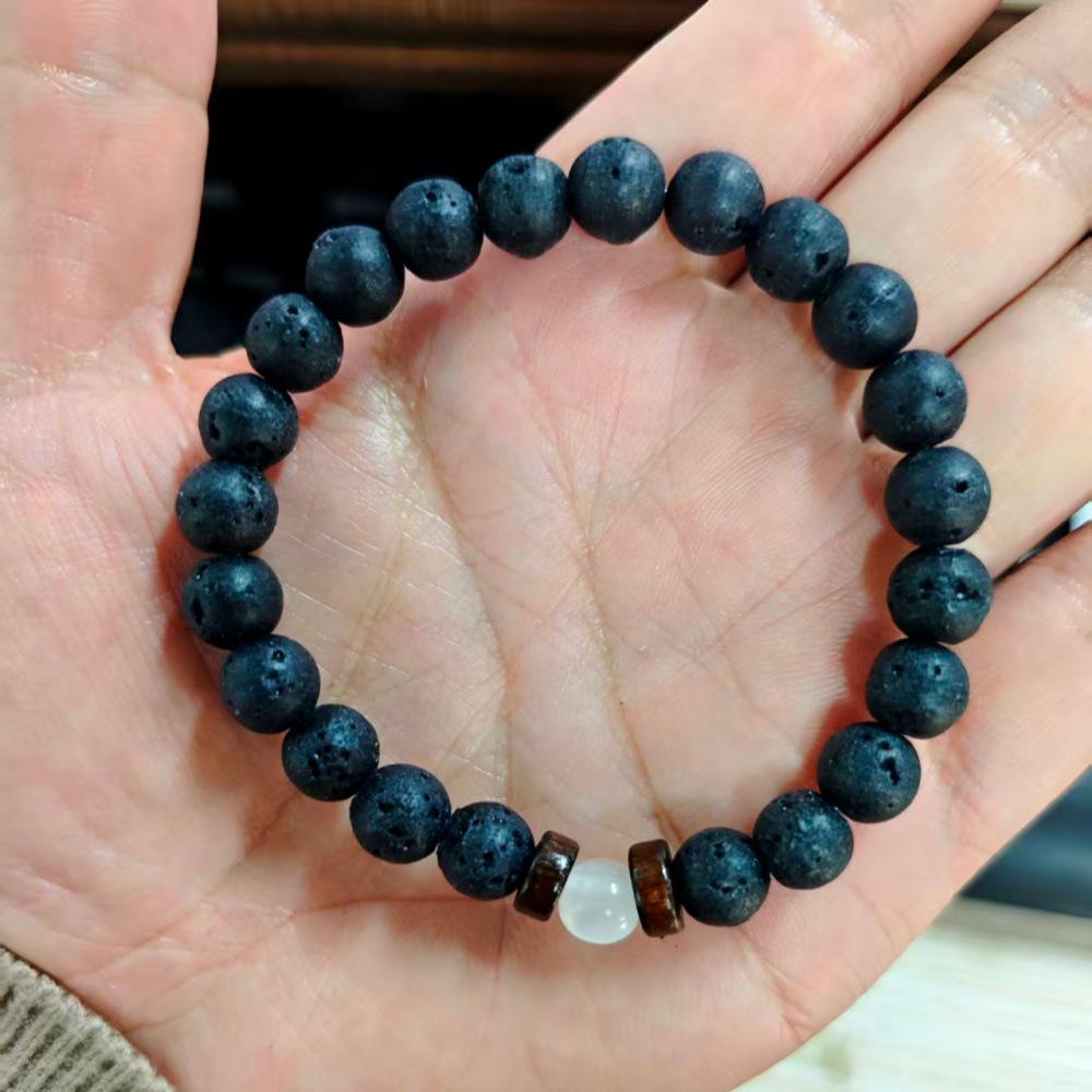 Volcanic and Black Iron Stone Couple Bracelets - Shining Gemstone Style.