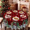 Christmas Atmosphere Round Table Cloth, Snowman Christmas Tree Plaid Waterproof And Washable, Indoor And Outdoor Party Decorative Tablecloth
