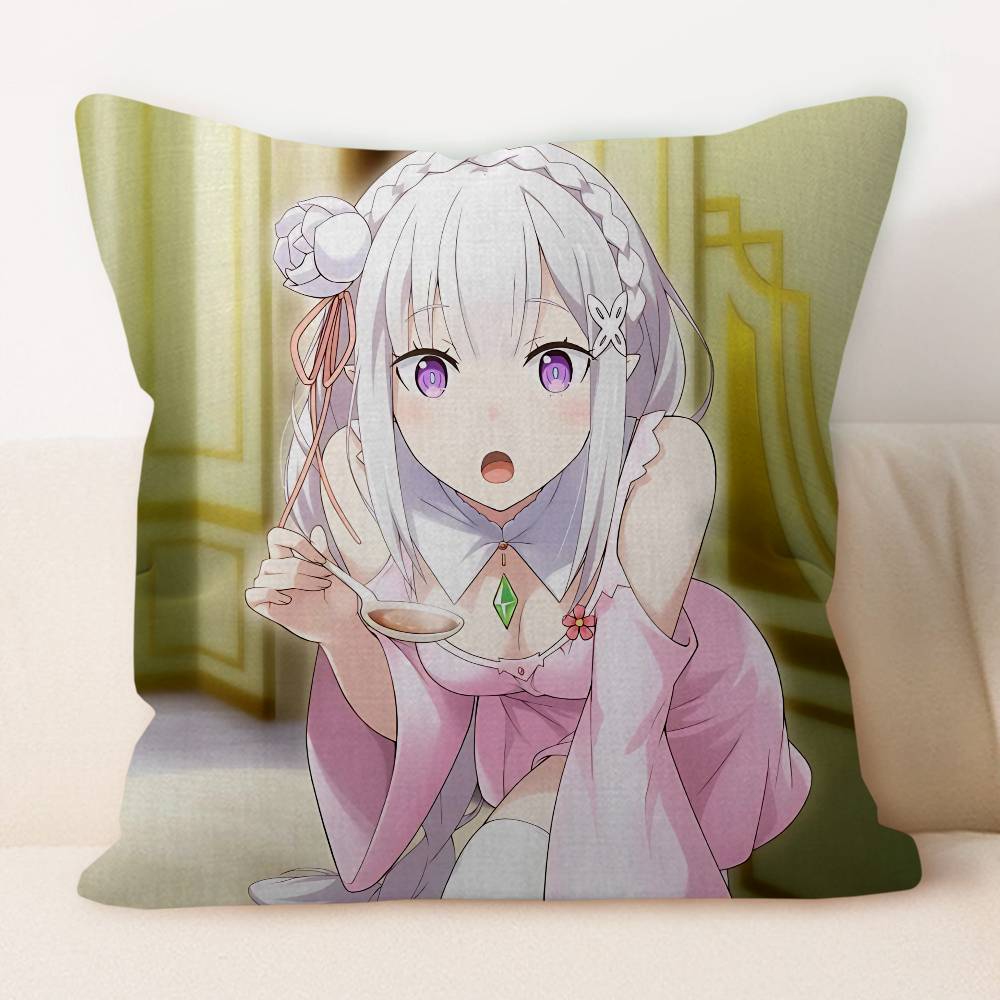 E-Emilia Anime Personalized Pillow Dust Cover Bedroom Kids Party Decoration Pillowcase Birthday Children Gift