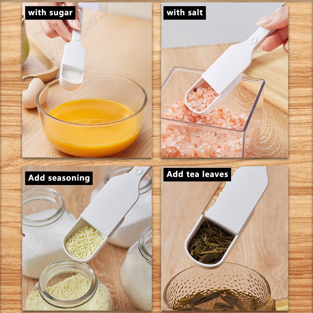 Adjustable Measuring Spoon Plastic Scoop Teaspoon for Dry Ingredients Kitchen Handle Spice Measurer Cup Household Supplies