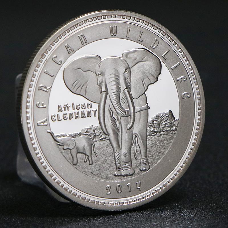 Monete commemorative zambiane africane, monete d'argento con elefante, fauna selvatica, savana africana, monete commemorative con bufalo, regalo di Natale, pensierini per la calza