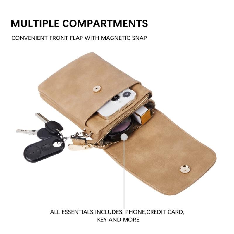 Stylish Phone Case Lightweight PU Leather Card Holder With Phone Slot Compact Crossbody Bag For Daily Use