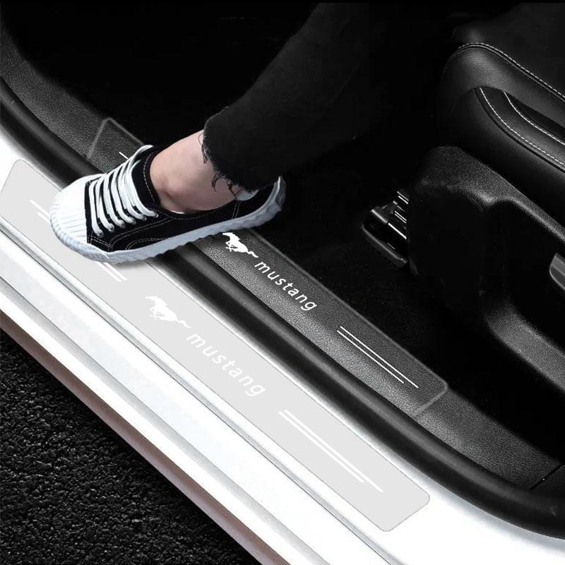 Car Threshold Protector Transparent Decorative Badge Sticker For Ford Mustang ST Line Mondeo Focus Fiesta Escape Kuga Ecosport Ranger EXplorer