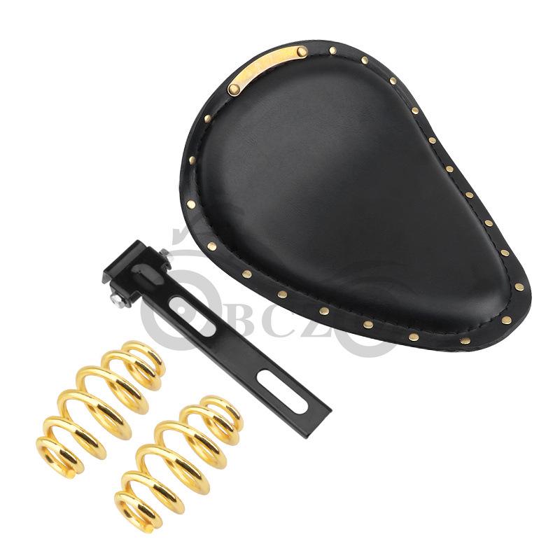 

Harley Cruiser Motorcycle Universal Black Seat Cushion with Studded Spring Bracket Pulley