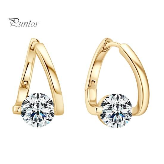 

1 пара жіночих сережок з кубічним цирконієм, полірованої міді, нерегулярні сережки-гвоздики, гальванічні сережки-гвоздики для випускного вечора золотистий