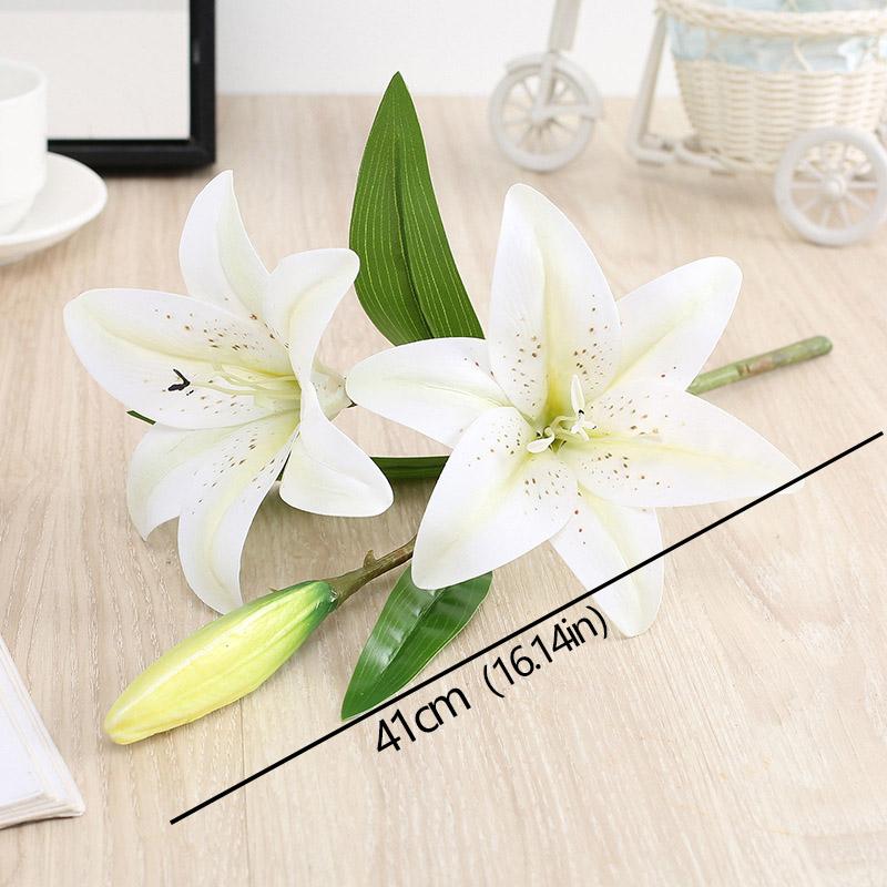 Artificial Lily Flower Real Looking 3D Printing Artificial Flowers Fake Flowers Flores for Wedding Home Garden Ornaments