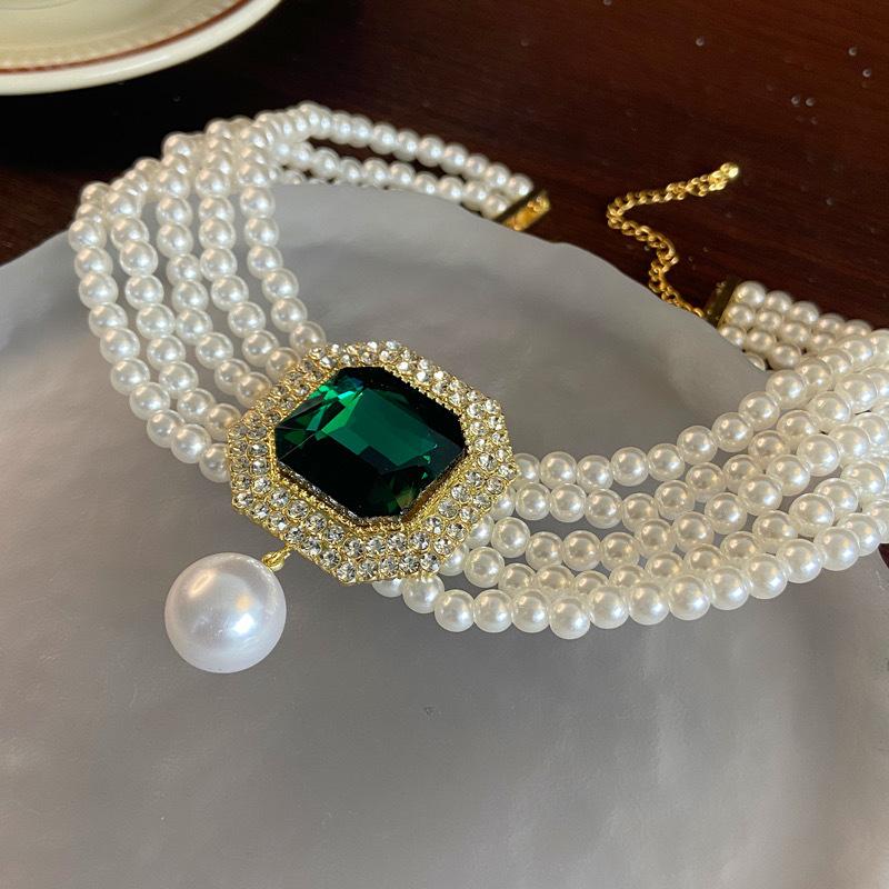 Французское многослойное жемчужное геометрическое квадратное ожерелье, легкое роскошное модное дизайнерское ожерелье-цепочка на ключицу, индивидуальное ожерелье с высоким чувством стиля для женщин