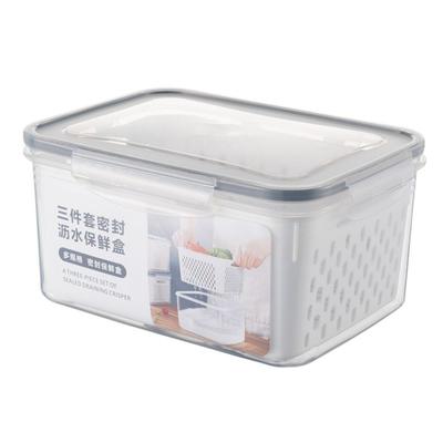 Save Space With Lid Multifunctioal Drain Basket Refrigerator Storage Box Set Vegetable Fruit Fridge Fresh Container Box