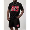 Tuta Sportiva da Uomo a 2 Pezzi Manica Corta 2024 Moda 23 T-shirt Girocollo Stampata Digitalmente e Set di Pantaloncini con Coulisse