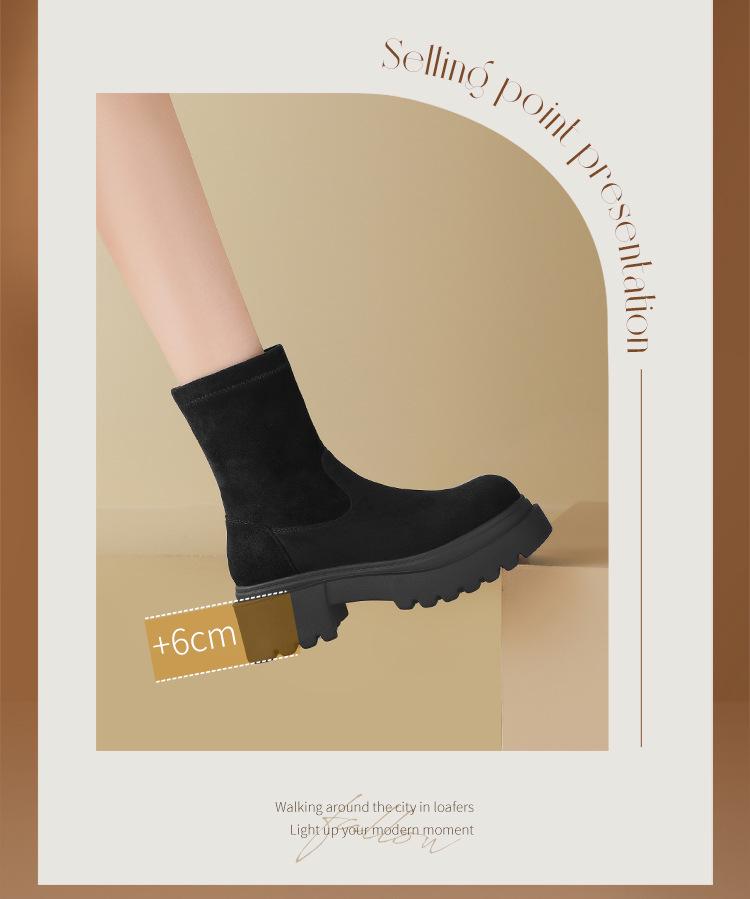 ZHR 2024 New Winter Stretch Boots: Short, Thick-Soled, Velvet-Lined, Trendy, Tall & Slimming Design.