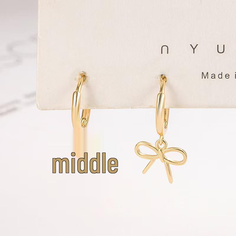 

Gold-Plated Brass Bow Pendant Earrings - Elegant and Sweet Design.
