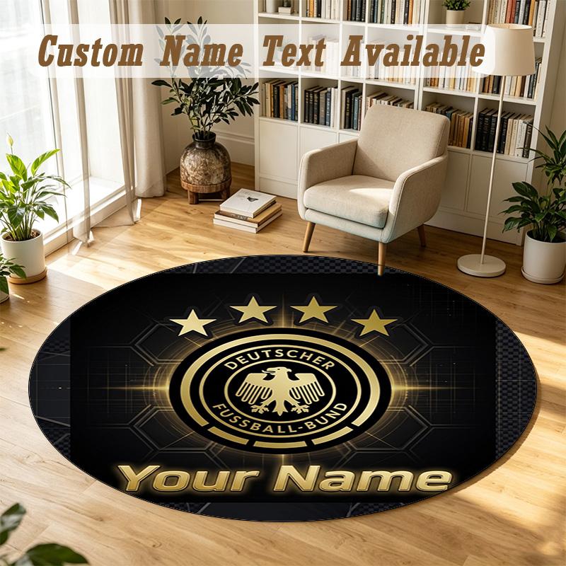 Round Rug Custom NameGermany national football team Pattern Non Slip Carpet Home Floor Decor