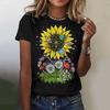 Fashion Floral Pattern 3D Digital Printing Women's Comfortable Round Neck Short Sleeved T-shirt