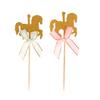 20Pcs Lovely Carousel Shape Cake Toppers Delicate Cupcake Dessert Toppers Table Decor Carousel Cake Fruit Card Insertion