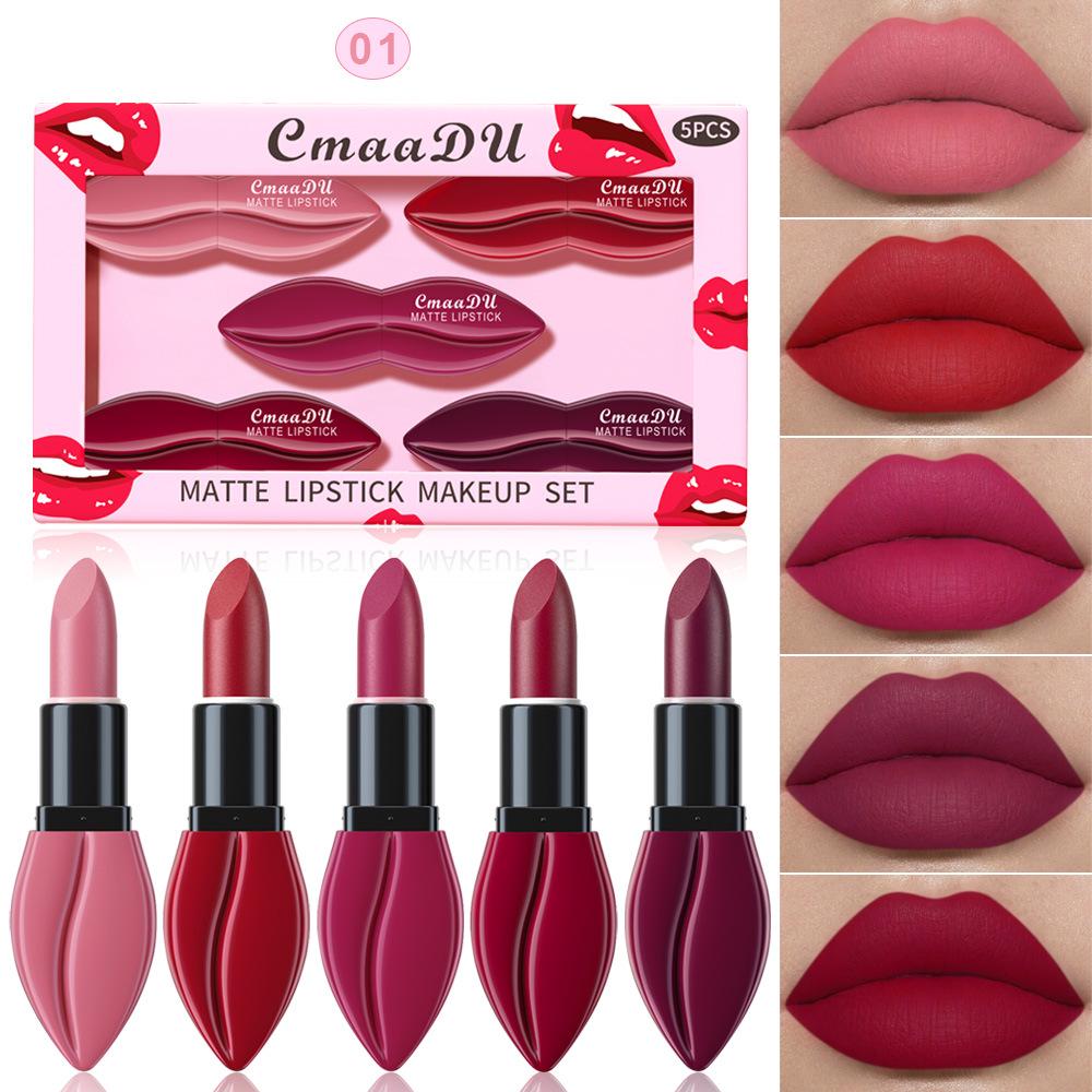 CmaaDu Matte Lipstick Set - 5 Pieces (Foreign Trade Exclusive)