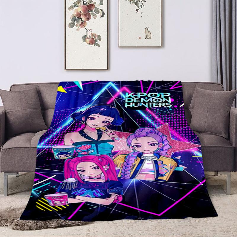 Kpop Demon Hunters Blanket Suitable All Seasons Soft Comfortable Sofa Office Home Blanket Holiday Birthday Gift Blanket Home Decor Camping Trip