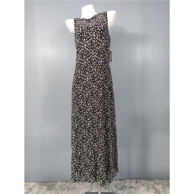 

Export Single 2025 Spring and Summer Mesh Stretch Exquisite Print Sleeveless Bodycon Dress Cheongsam Two-piece Set Dress Black and White L