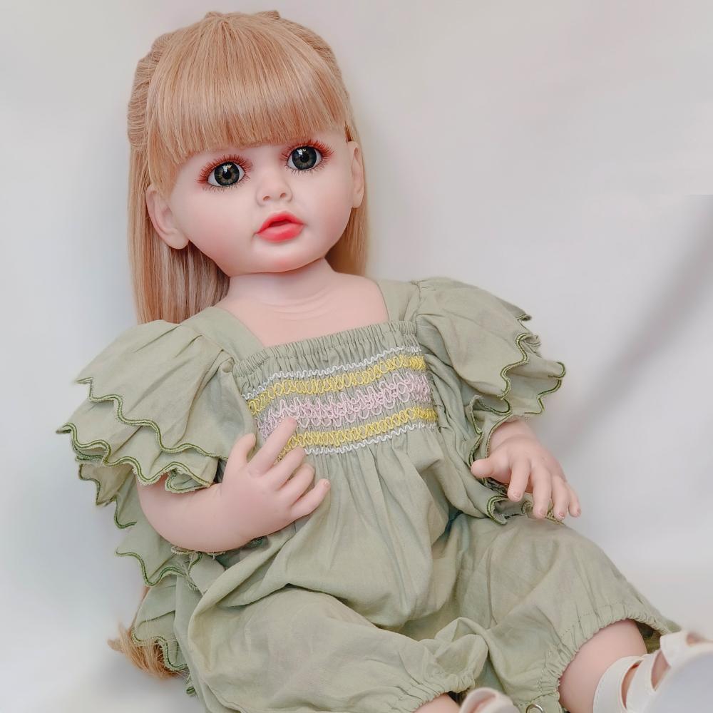 Реалистичная полностью силиконовая кукла Reborn для маленьких девочек 55 см 22 дюйма — фото 3