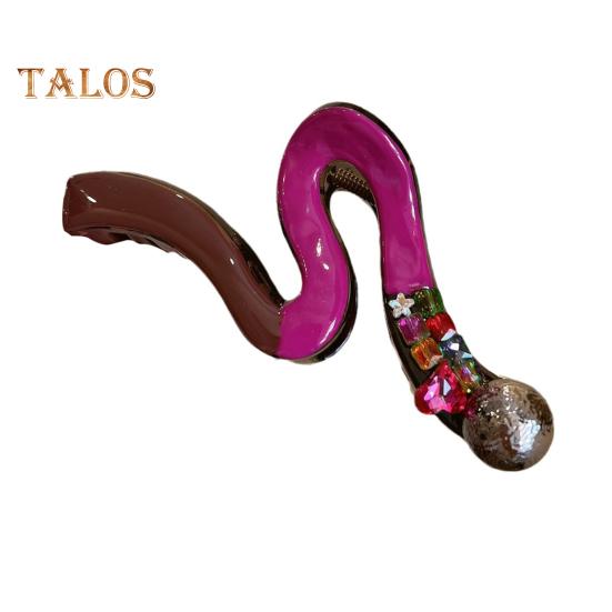 

Женская заколка для волос с закрученным дизайном, цветные стразы, инкрустированные заколки для волос, противоскользящие зубцы, задняя головка для душа, заколка для волос фиолетовый