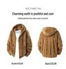 Men's European Size Hooded Fleece Zipper Jacket - Trendy Autumn/Winter Imitation Lamb Wool Coat