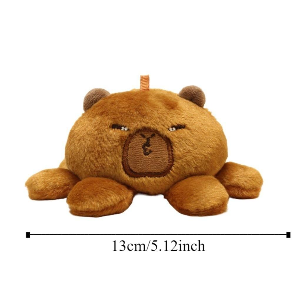 Double-Sided Plush Flipped Capybara Keychain Cartoon Capybara Doll Pendant  Birthday Party Decor