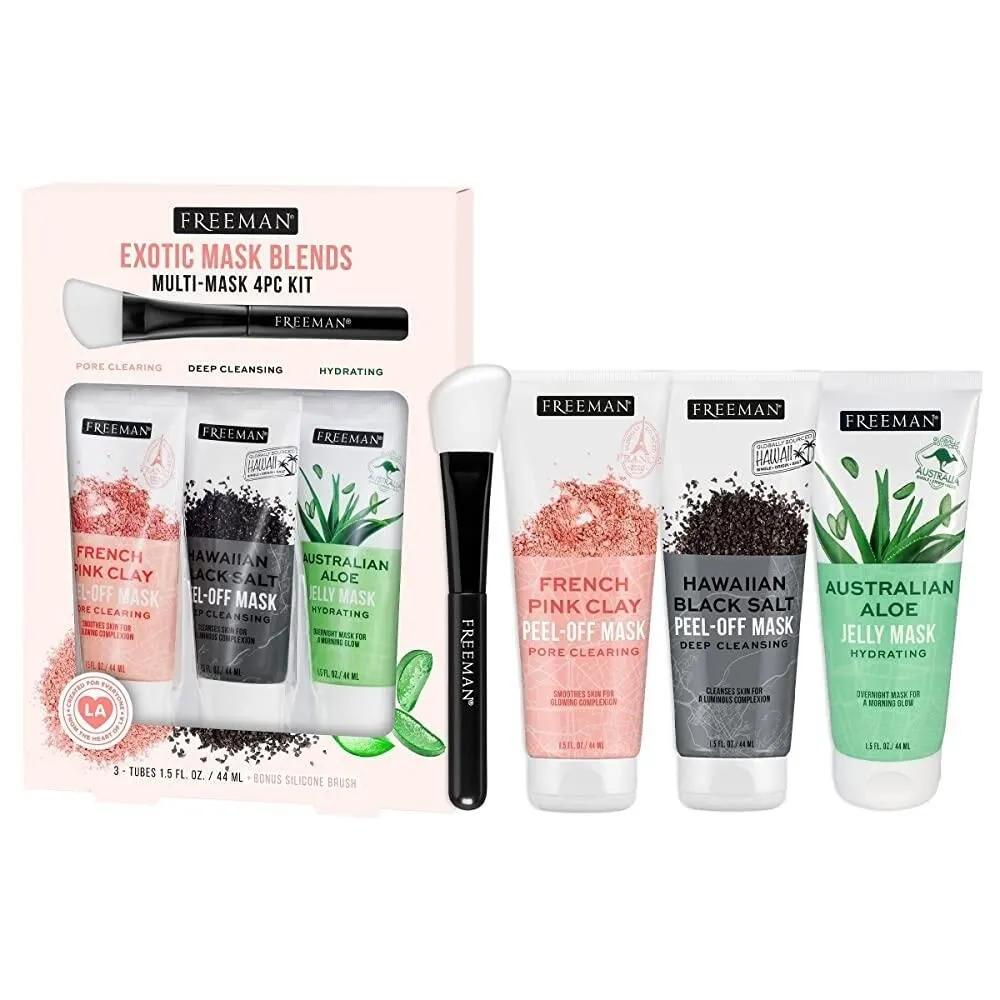 Freeman Exotic Blends Facial Mask 4-Piece Peel-Off & Jelly Cleansing Pore Removal Hydration Silicone Brand for All Skin Types