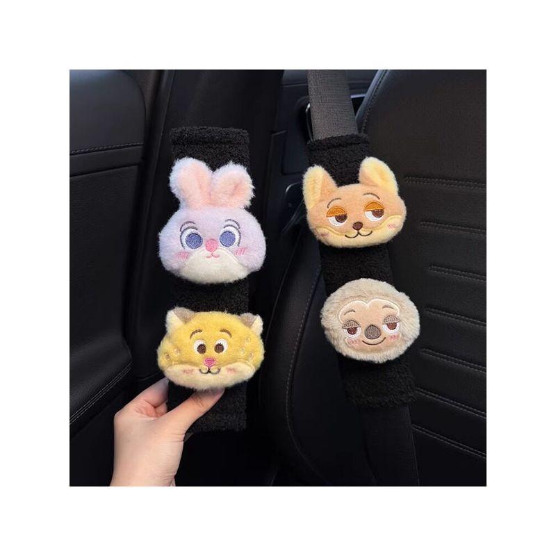 Zootopia Car Seatbelt Shoulder Pads, Car Seatbelt Decoration, Winter Anti-Wear Clothing, a Pair for Couples