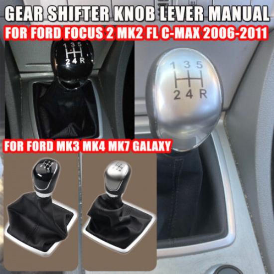Gear Shift Knob Lever Shifter For Ford Focus 2 MK2 FL C-MAX 2006-2011 5/6 Speed