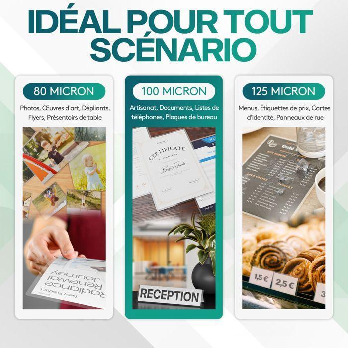 50 Feuilles Plastifieuses A3 Standard - ACROPAQ - 100 Mic - 50 Pochettes - Brillantes - Coins Arrondis