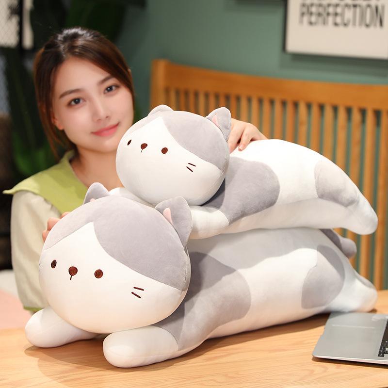 Sleeping Cat Throw Pillow Plush Toy Kitten Doll Girl Sleeping Leg Long Pillow Birthday Gift