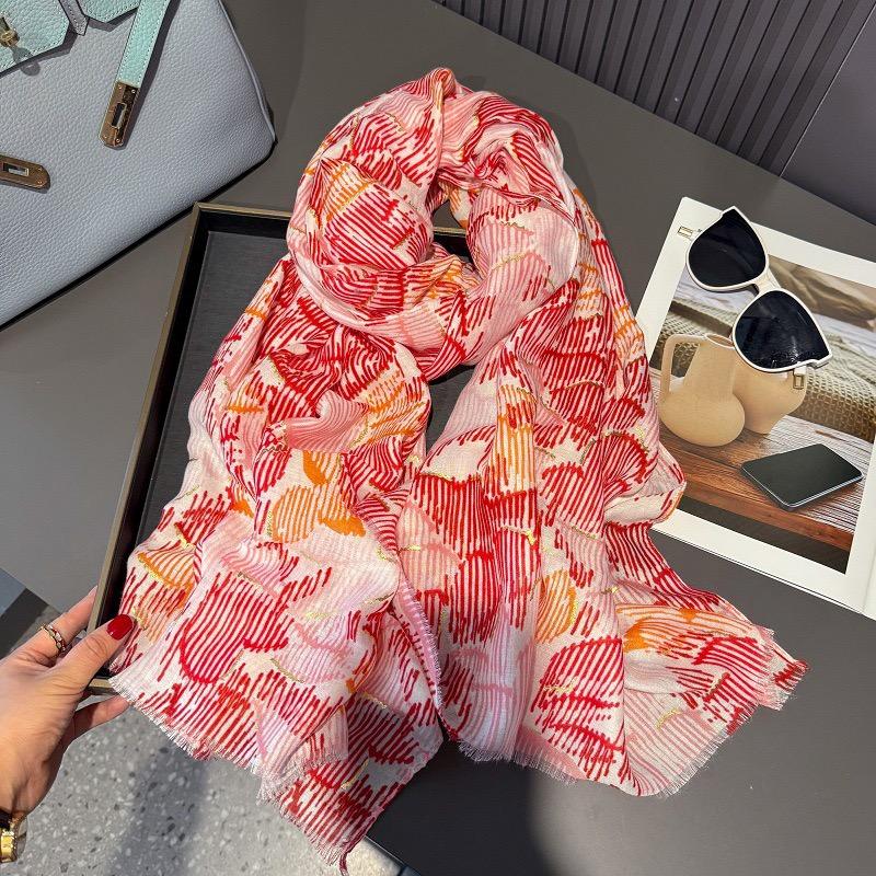 Winter Fashion Ombre Geometric Fringe Viscose Shawls Scarf High Quality Wrap Pashmina Stole Bufandas Muslim Hijab 180*90Cm