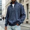 Men's Vintage Ribbed Half Zip Sweatshirt Mock Neck Pullover Top in Coffee Brown