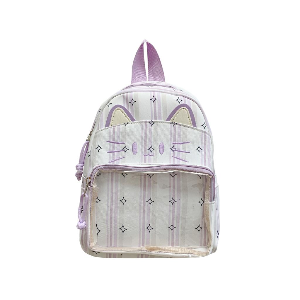 Schoolbag Versatile Literary and Artistic Transparent Pain Bag Female Contrasting Color Backpack Student Schoolbag Cute Transparent Window Lightweight