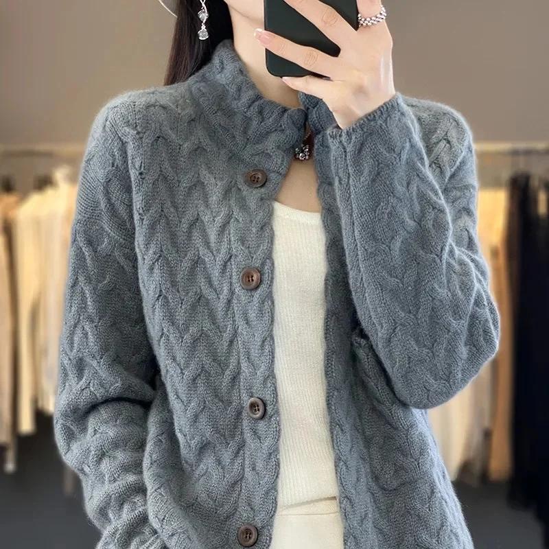 Autumn Winter Korean Cardigan Long Sleeve Jacket Women Loose Casual Thicken Knitted Sweater Coat Female Tops Ladies