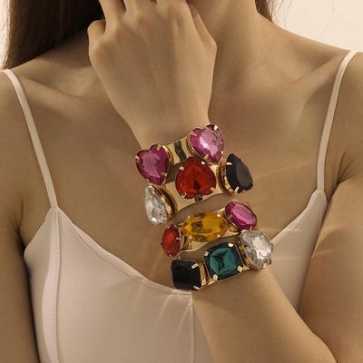 Pulseira de estrela-do-mar de diamante personalizada senso de design de indústria pesada cor geométrica amor joias de gema mulheres